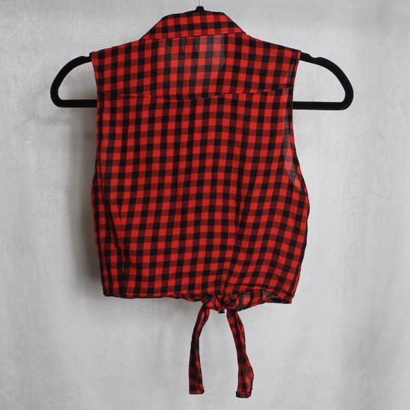 H&M Buffalo Plaid Tie Front Crop Top - Picture 3 of 3